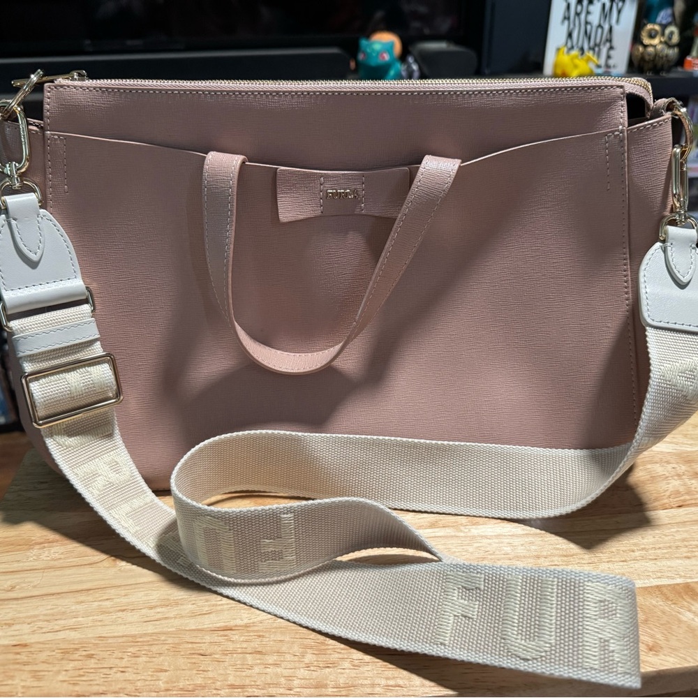 Furla Pink crossbody Women's Bag bow accent